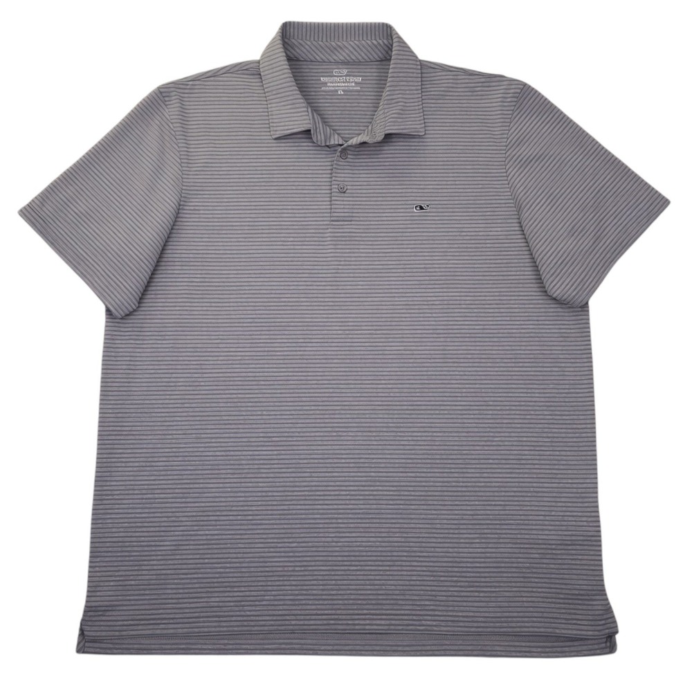 Vineyard Vines Performance Sankaty Polo Mens XL Gray Bradley Stripe Short Sleeve